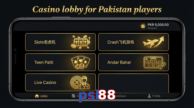 Lobby view of Psl88 for Pakistan users